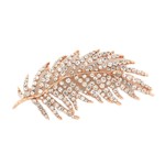 Rose gold plated Feather Pin with Clear Rhinestones Rose gold plated Feather Pin with Clear Rhinestones